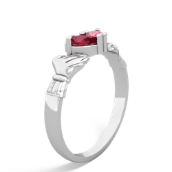 Lab Ruby 'Our Heart' Claddagh 14K White Gold ring R2388