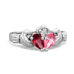 Lab Ruby 'Our Heart' Claddagh 14K White Gold ring R2388