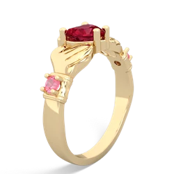 Lab Ruby Claddagh Keepsake 14K Yellow Gold ring R5245