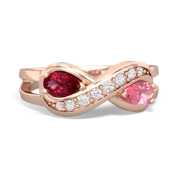 Lab Ruby Diamond Infinity 14K Rose Gold ring R5390