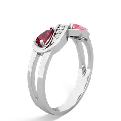 Lab Ruby Diamond Infinity 14K White Gold ring R5390