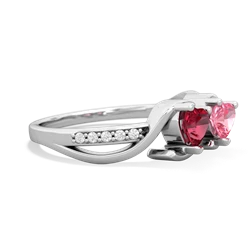 Lab Ruby Side By Side 14K White Gold ring R3090