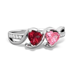 Lab Ruby Side By Side 14K White Gold ring R3090