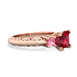 Lab Ruby Eternal Embrace Engagement 14K Rose Gold ring C2001