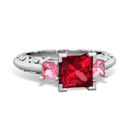 Lab Ruby Eternal Embrace Engagement 14K White Gold ring C2001