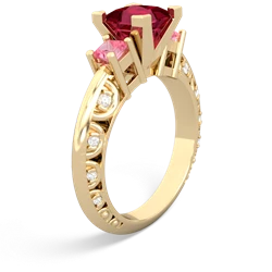 Lab Ruby Eternal Embrace Engagement 14K Yellow Gold ring C2001