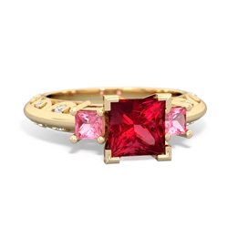 Lab Ruby Eternal Embrace Engagement 14K Yellow Gold ring C2001