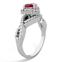 Lab Ruby Diamond Twist 'One Heart' 14K White Gold ring R2640HRT