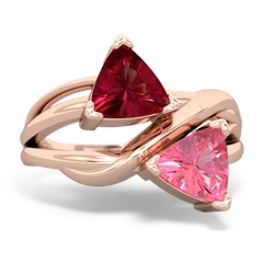 Lab Ruby Split Band Swirl 14K Rose Gold ring R2341