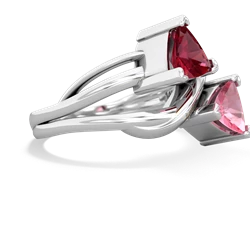 Lab Ruby Split Band Swirl 14K White Gold ring R2341