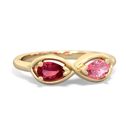 Lab Ruby Infinity 14K Yellow Gold ring R5050