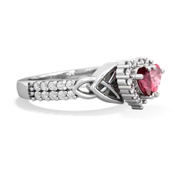 Lab Ruby Celtic Knot Two Hearts As One 14K White Gold ring R2644HRT