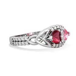 Lab Ruby Sparkling Celtic Knot 14K White Gold ring R2645