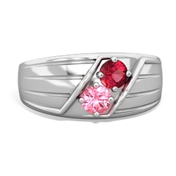 Lab Ruby Men's Streamline 14K White Gold ring R0460