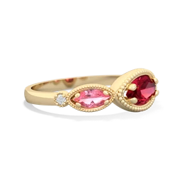 Lab Ruby Milgrain Marquise 14K Yellow Gold ring R5700