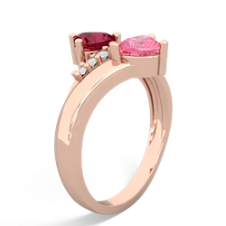 Lab Ruby Heart To Heart 14K Rose Gold ring R2064