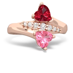 Lab Ruby Heart To Heart 14K Rose Gold ring R2064