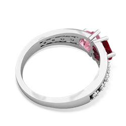 Lab Ruby Heart To Heart 14K White Gold ring R3342