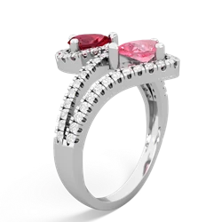 Lab Ruby Diamond Dazzler 14K White Gold ring R3000