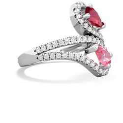 Lab Ruby Diamond Dazzler 14K White Gold ring R3000