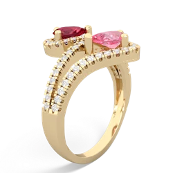 Lab Ruby Diamond Dazzler 14K Yellow Gold ring R3000