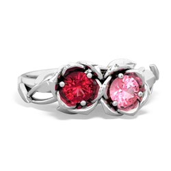 Lab Ruby Rose Garden 14K White Gold ring R5510