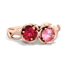 Lab Ruby Rose Garden 14K Rose Gold ring R5510