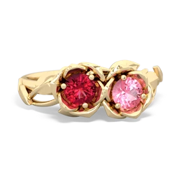 Lab Ruby Rose Garden 14K Yellow Gold ring R5510