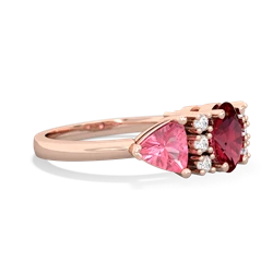 Lab Ruby Antique Style Three Stone 14K Rose Gold ring R2186