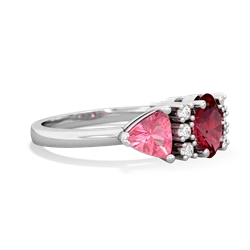 Lab Ruby Antique Style Three Stone 14K White Gold ring R2186