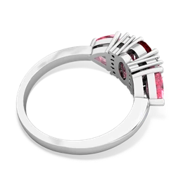 Lab Ruby Antique Style Three Stone 14K White Gold ring R2186