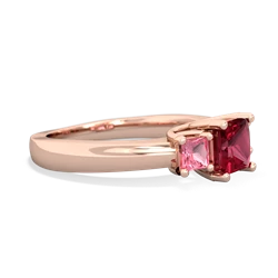 Lab Ruby Three Stone Trellis 14K Rose Gold ring R4015