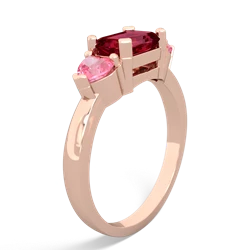 Lab Ruby Three Stone 14K Rose Gold ring R5235