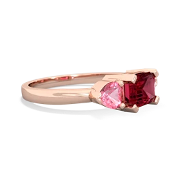 Lab Ruby Three Stone 14K Rose Gold ring R5235