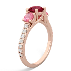 Lab Ruby Pave Trellis 14K Rose Gold ring R5500