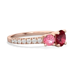 Lab Ruby Pave Trellis 14K Rose Gold ring R5500