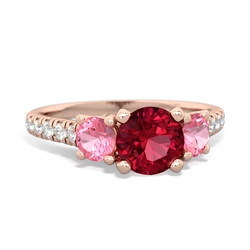 Lab Ruby Pave Trellis 14K Rose Gold ring R5500