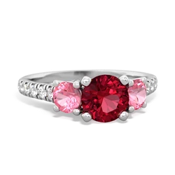 Lab Ruby Pave Trellis 14K White Gold ring R5500