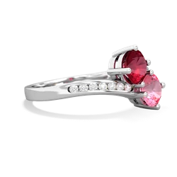 Lab Ruby Channel Set Two Stone 14K White Gold ring R5303