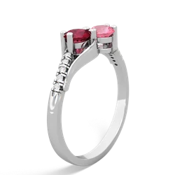 Lab Ruby Infinity Pave Two Stone 14K White Gold ring R5285