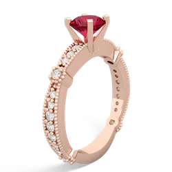 Lab Ruby Sparkling Tiara 6Mm Round 14K Rose Gold ring R26296RD