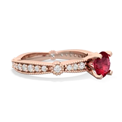 Lab Ruby Sparkling Tiara 6Mm Round 14K Rose Gold ring R26296RD