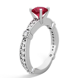 Lab Ruby Sparkling Tiara 6Mm Round 14K White Gold ring R26296RD