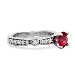 Lab Ruby Sparkling Tiara 6Mm Round 14K White Gold ring R26296RD