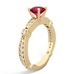 Lab Ruby Sparkling Tiara 6Mm Round 14K Yellow Gold ring R26296RD