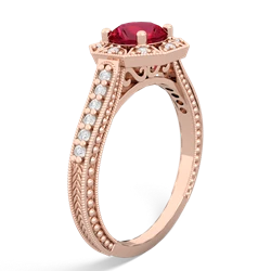 Lab Ruby Art-Deco Starburst 14K Rose Gold ring R5520