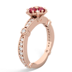 Lab Ruby Sparkling Tiara Cluster 14K Rose Gold ring R26293RD
