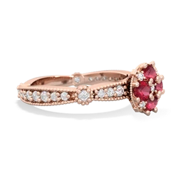 Lab Ruby Sparkling Tiara Cluster 14K Rose Gold ring R26293RD