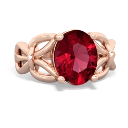 Lab Ruby Celtic Knot Cocktail 14K Rose Gold ring R2377