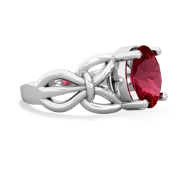 Lab Ruby Celtic Knot Cocktail 14K White Gold ring R2377